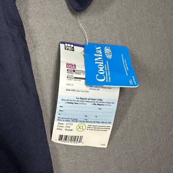 Vtg Insport Mens XL Navy Blue Short Sleeve Endurance Tee Coolmax Polyester - Picture 4 of 9